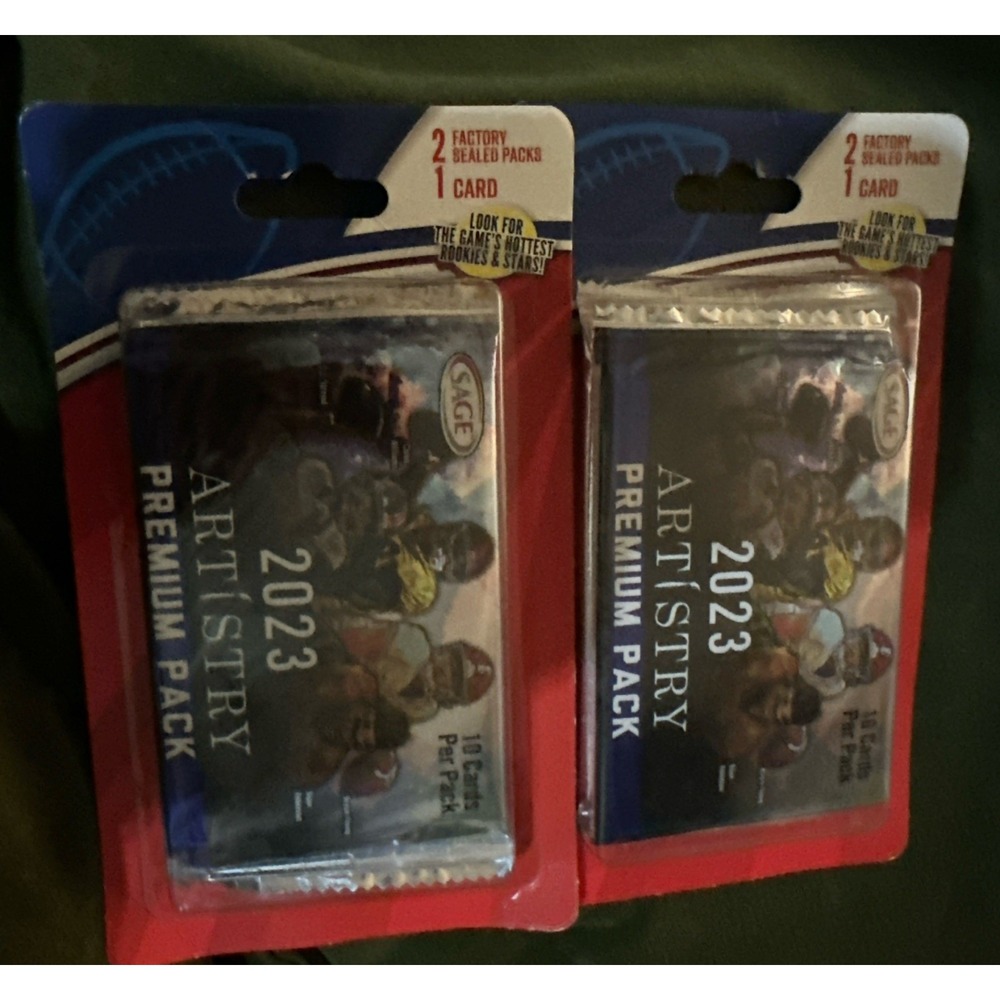 4 2023 Sage Series Football Premium Artistry Packs Sealed + 2 Cards 728192540349